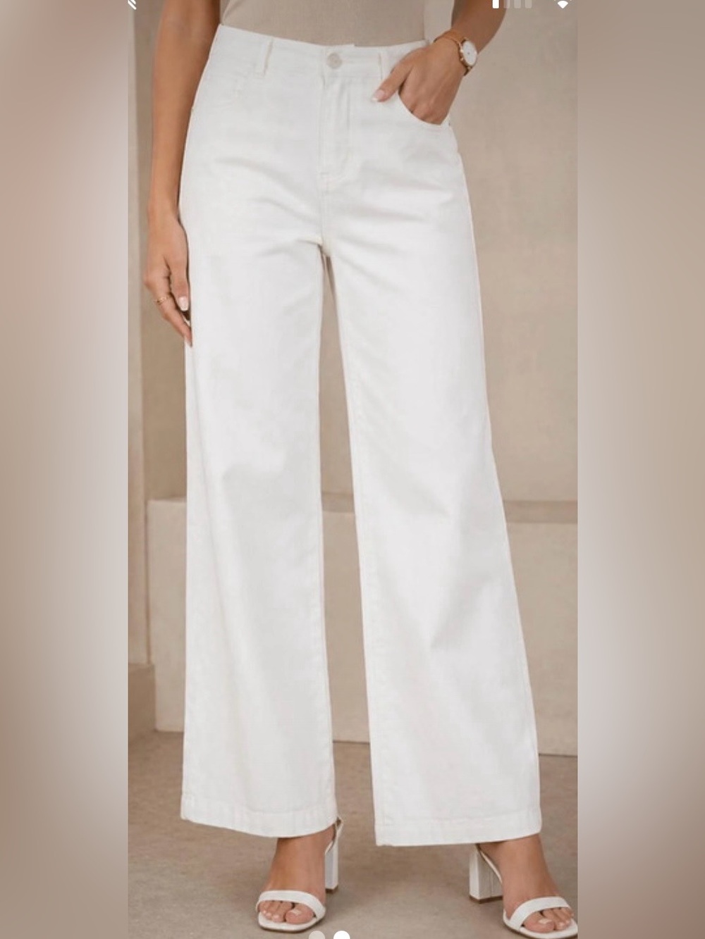 entro Off-White Lightweight Summer Denim Jeans with Wide Legs Soft Size Small